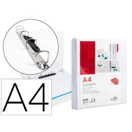 Liderpapel Carpeta Canguro 4 Anillas Mixtas A4 Plástico Color Blanco