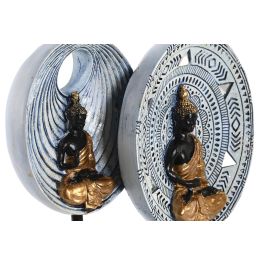 DKD Home Decor Figura Decorativa Oriental Budas de Resina y Metal Beige y Azul Pack de 2 Unidades Modelo Surtido