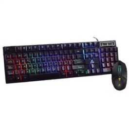 Elbe PTR-103-G Pack Teclado y Ratón Gaming con Luces LED, Teclado Mecánico 104 Teclas, Ratón 3 DPI