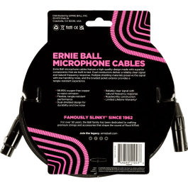 Ernieball Cable Micrófono Trenzado XLR-XLR 6m Negro