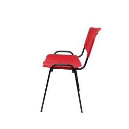Piqueras y Crespo PACK426IRJ Sillas Confidentes Robledo Pack 4 Asiento y Respaldo Duro PVC Rojo Estructura Negra
