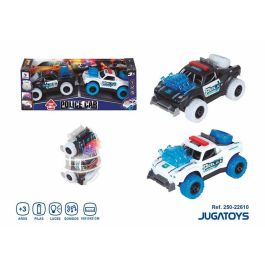Coche policia fricción en pack de 2 ud., giro 360º, con luces y sonidos 16x10x8cm Coche policia fricción en pack de 2 ud., giro 360º, con luces y sonidos 16x10x8cm