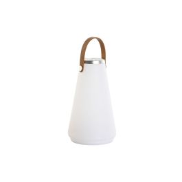 DKD Home Decor Lámpara de Sobremesa USB Recargable para Terraza Jardín Exterior 2000mAh PE PU Blanco Marrón 13.5x13.5x23 cm
