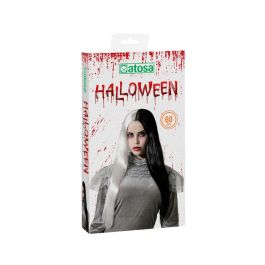 Peluca Vampiresa Larga Lisa Blanco Y Negro Morena 60 cm Halloween Adulto