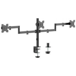 AISENS - SOPORTE DE MESA ECO GIRATORIO E INCLINABLE PARA 3 MONITORES 10KG (3 PIVOTES, 2 BRAZOS) DE 13-27, NEGRO