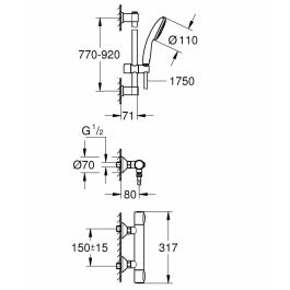 Grohe 34805001 Conjunto de ducha termostático de 1 chorro - Gris