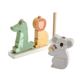 Fisher-Price Animales de Madera para Apilar y Clasificar, Juguete Educativo para Bebés y Niños Pequeños, 10 Piezas HXV04
