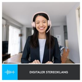 Logitech H390 Auriculares con Micrófono con Cancelación de Ruido, USB-A, Supraaurales, Diadema, Color Rosa