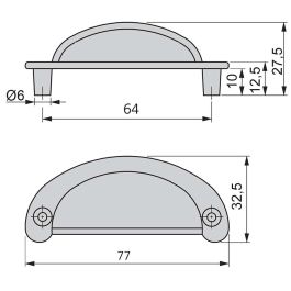 Emuca Lote de 20 tiradores para mueble Alberic, L77mm, intereje 64mm, Zamak, Bronce