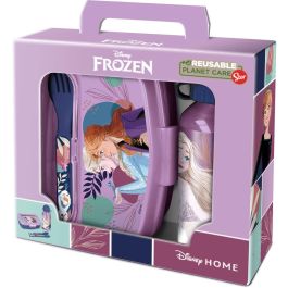 Set Sandwichera cubiertos + botella aluminio Frozen Disney 400ml