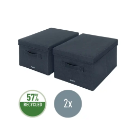 Leitz Caja de Almacenamiento Plegable con Tapa, Tela Gris Terciopelo, Tamaño M, 285x203x380 mm