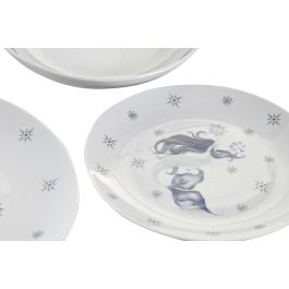 DKD Home Decor Vajilla Colección Atlántico Porcelana Azul Blanco Set de 18 Piezas Apta para Microondas y Lavavajillas
