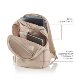 Miquelrius MR19564 Mochila Mediana Beige Bag To Work Poliéster Repelente al Agua con Compartimento para Portátil hasta 16” y Tablet