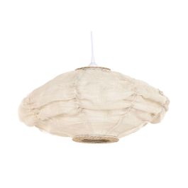 DKD Home Decor Lámpara de Techo Colgante Oriental Colección Japaning Lino Crudo Natural 45x45x20 cm E27 Max 50W