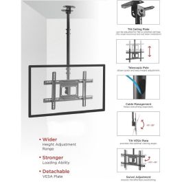 Equip 650321 Soporte de Techo para TV 32"-70" (81.3-177.8cm) 50kg, Inclinable 5-25°, Negro