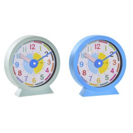 DKD Home Decor Reloj de Sobremesa Kids Decoración Verde Azul PVC Cristal Pack 4 Unidades Surtidas Pilas AA 4x16.5x15cm