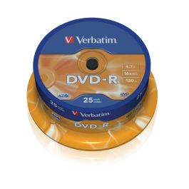Dvd-R Verbatim Capacidad 4.7 grb Velocidad 16X 120 Min Tarrina De 25 Unidades Precio: 9.996536. SKU: B19R5MK7HK