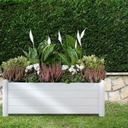Stefanplast Bandeja Rectangular para Flores Blanca 100x43x35 cm con 80L de Capacidad y Acabado de Madera