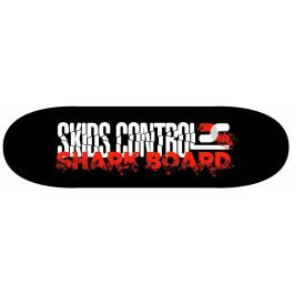 Stamp Monopatín Shark Skids Control 28x8 pulgadas, 9 capas arce chino, doble patada, ruedas PVC 50mm, antideslizante