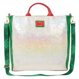Loungefly Bolso Tote Holiday Stitch Disney Cuero Sintético Nacarado 33x33x10cm con Correa Ajustable y Pins Esmaltados