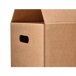 Q-connect Caja para embalar americana fondo automático con asas cartón canal simple 5 mm color kraft 425x300x200 mm