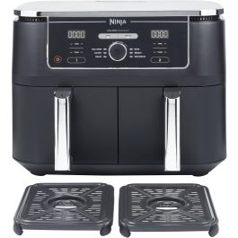 Ninja AF400EU Freidora de Aire Caliente Foodi MAX Dual Zone 9.5L, Negra, con Funciones Freír, Asar y Hornear