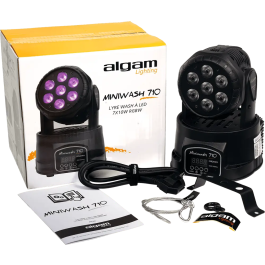 ALGAMLIGHT Wash Led 7x10W RGBW con Control DMX y Movimiento de 540°/268°, 70W, 180x180x230mm