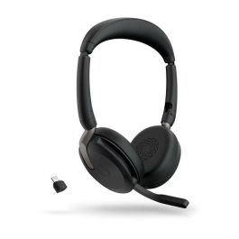 Jabra Evolve2 65 Flex Link380c UC Stereo con Base de Carga Inalámbrica Auriculares Diadema Inalámbricos y USB Cancelación de Ruido para Oficina/Centro de Llamadas Negro