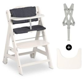 Hauck Trona Evolutiva BETA+ de Madera FSC con Arnés 5 Puntos y Ruedas - De 6 Meses a 90 kg - Blanco