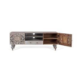 Giner y Colomer Mueble Televisor Madera Mango 150 cm Gris Decapé