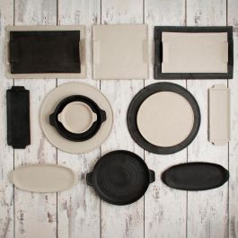 Quid Mineral Gres Bandeja Rectangular Cerámica Beige Texturizada 15x30 cm (8 Unidades)