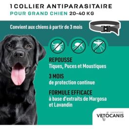 Vetocanis Collar Antiparasitario Perros Grandes +20kg Repele Pulgas Garrapatas Mosquitos con Margosa y Lavandin Natural Vetocanis Collar Antiparasitario Perros Grandes +20kg Repele Pulgas Garrapatas Mosquitos con Margosa y Lavandin Natural