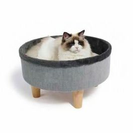 Cama redonda elevada - M PETS - ROUND - Gris - 47 x 47 x 26 cm - Pata de madera - Cojín mullido Precio: 60.78999949. SKU: B187CYHV3G