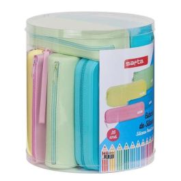 Safta Set de 16 Portatodos de Silicona, Colores Surtidos, Estuches Planos, Cuadrados, Estrechos y Redondos