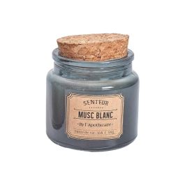 Home Deco Factory Vela Perfumada APOT en Tarro de Vidrio con Tapa de Corcho - Almizcle Blanco, Flor de Algodón o Ámbar - 6.2x7 cm