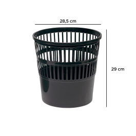 Q-connect Papelera 15 litros rejilla plástico color negro 285x290 mm