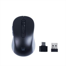 Ewent Ew3204 Ratón Inalámbrico RF 2.4 GHz Óptico 1600 DPI con 6 Botones, Clic Silencioso, Ergonómico Diestro para Oficina, Negro