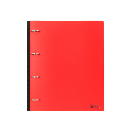 Liderpapel Carpeta 4 Anillas Redondas 25 mm Polipropileno DIN A4 Ultra Compacta Lomo Extensible 4 cm Rojo