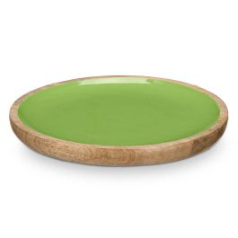 Plato de madera mango verde 25 cm - Giftdecor (12 Unidades) Plato de madera mango verde 25 cm - Giftdecor (12 Unidades)
