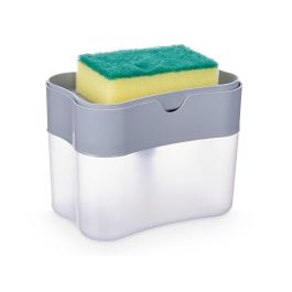 Kinvara Dosificador de Jabón y Estropajo Plástico PP Amarillo Transparente Gris 14x11x9.5 cm (12 Unidades)