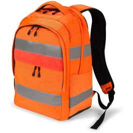 DICOTA HI-VIS Mochila de Senderismo 25L Naranja, 15.6", A Prueba de Agua, Compartimento Portátil, Elementos Reflectantes