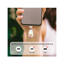 Wondee Charm Funny Type-C White Rabbit - Protector de Puerto Decorativo para Móvil, Accesorio para Smartphone, 25x10x20 mm