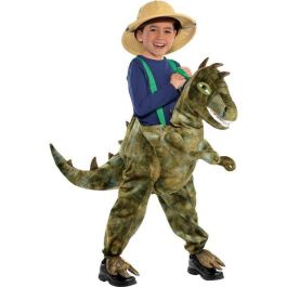 Liragram Disfraz Dinosaurio para Niño con Tirantes, Luz y Sonido – Verde, Talla 4 a 6 Años (Edad Recomendada: 3+)