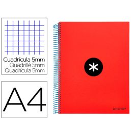 Cuaderno Espiral A4 Micro Antartik Tapa Forrada 120H 90 gr Cuadro 5 mm 5 Bandas 4 Taladros Color Rojo Precio: 8.9940994. SKU: B1J3B5XVBG