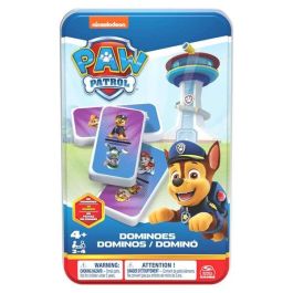 Spin Master 6067468 Dominó Patrulla Canina 28 Fichas Plástico en Caja Metal para Niños +4 Años