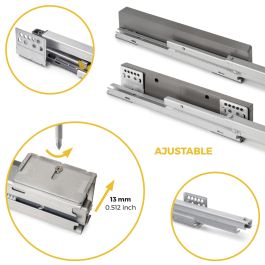 Emuca Kit de bandeja auxiliar, cesto y bastidor regulable Quartz para armarios, guías de cierre suave y extracción total, Módulo 70cm, Acabado Titanio