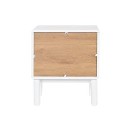 Mesita de Noche Home ESPRIT Blanco Natural Poliuretano Madera MDF 48 x 40 x 55 cm