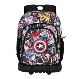 Marvel Capitán América Mochila Trolley GTS FAN Comic con Ruedas, 2 Compartimentos, Bolsillos Laterales, Multicolor