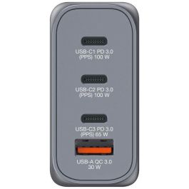 Verbatim GNC-100 Cargador de Pared Gan 100W con 1x USB-A 3.0 y 3x USB-C 3.0