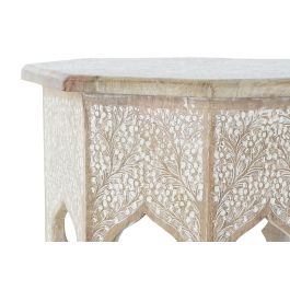 DKD Home Decor Mesita Auxiliar Pikoh Urban, Madera de Mango, Acabado Decapé, Marrón Blanco, 49x53.5x49 cm
